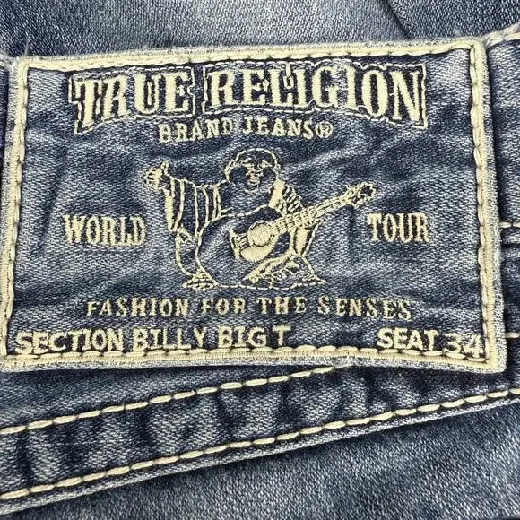 True Religion Jeans Women's 29x34 (8) Blue Billy Big T Boot Cut Western Normcore - Picture 5 of 15